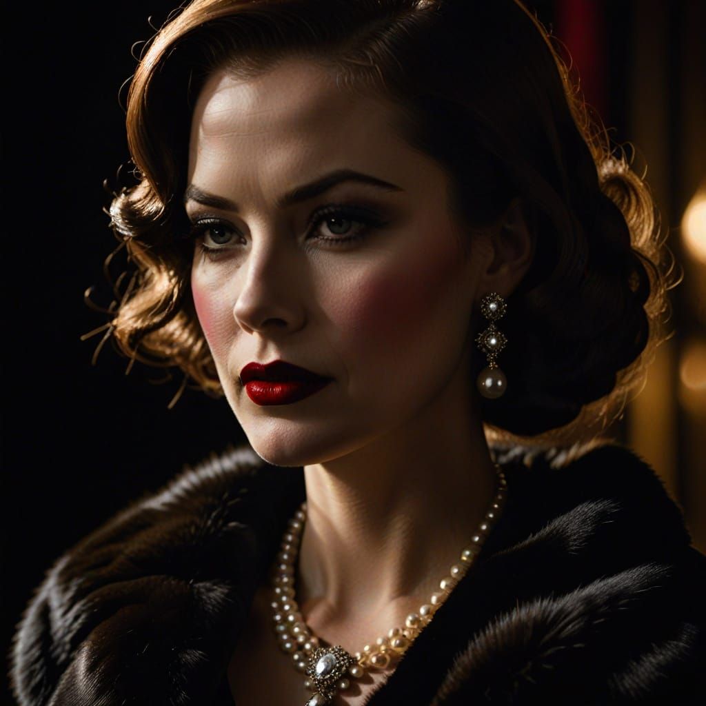 Glamorous Film Noir Portrait of a Mysterious Woman