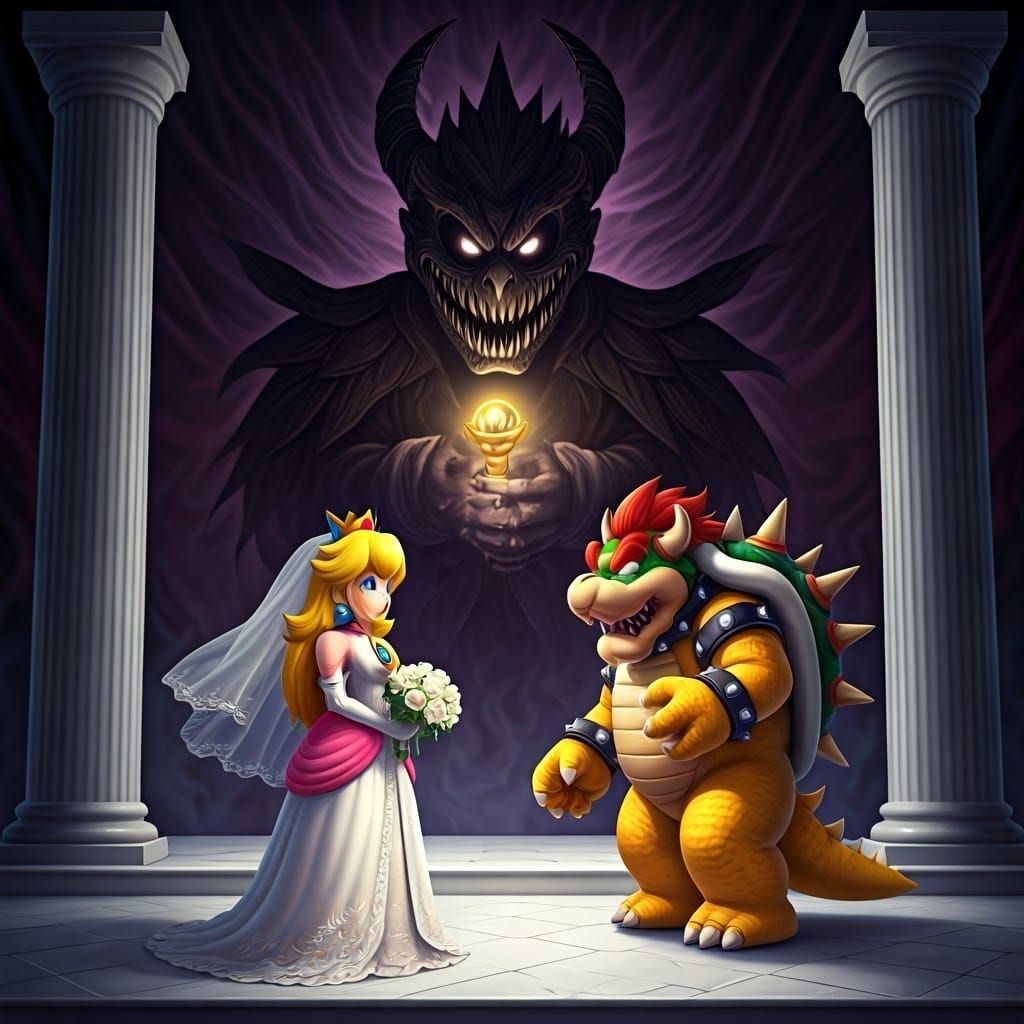 Princess Peach's Nightmare Wedding: A Dark Fantasy Scene