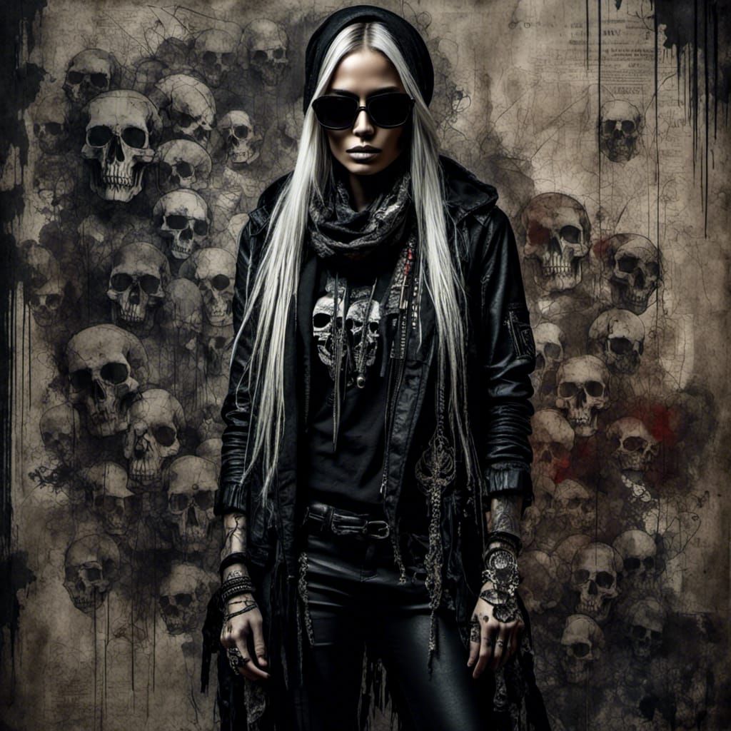 Gothic Streetwear Portrait in Alexander McQueen Style