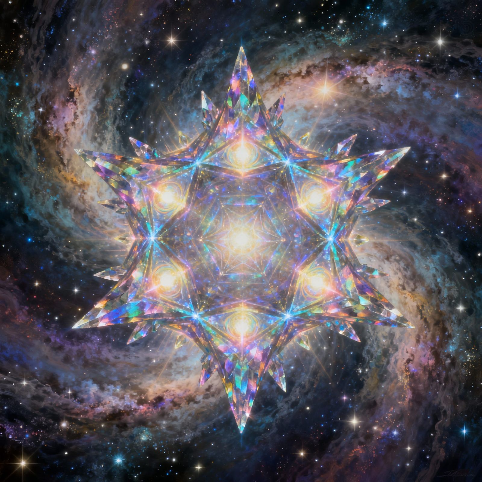 Cosmic Sacred Geometry Entity in Nebula