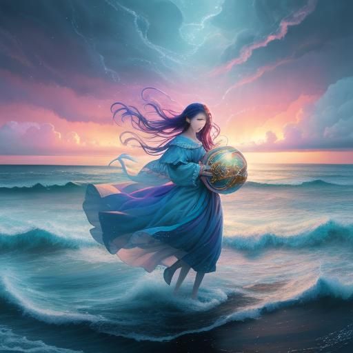 Mystical Orb: Magical Realism Portrait of a Young Woman