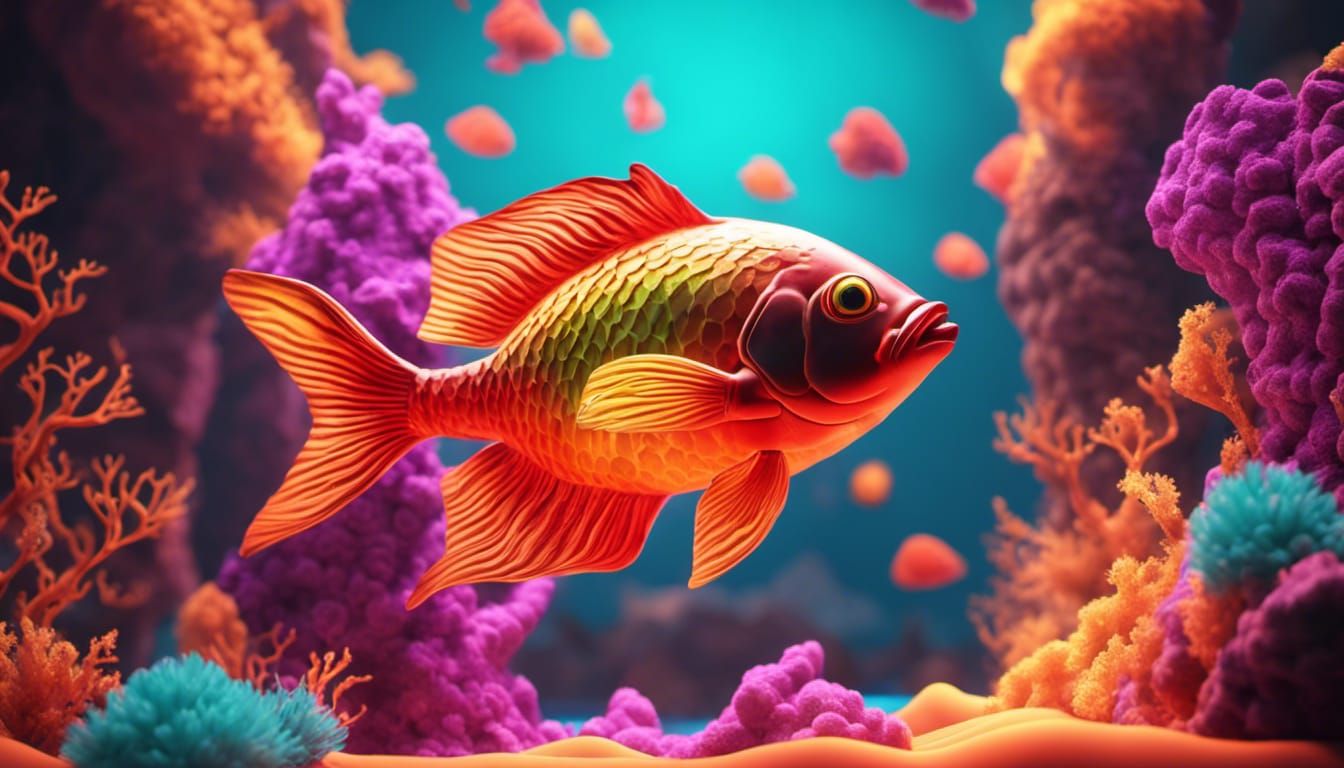 Fractal Lava Lamp Fish Tank in Psychedelic Style