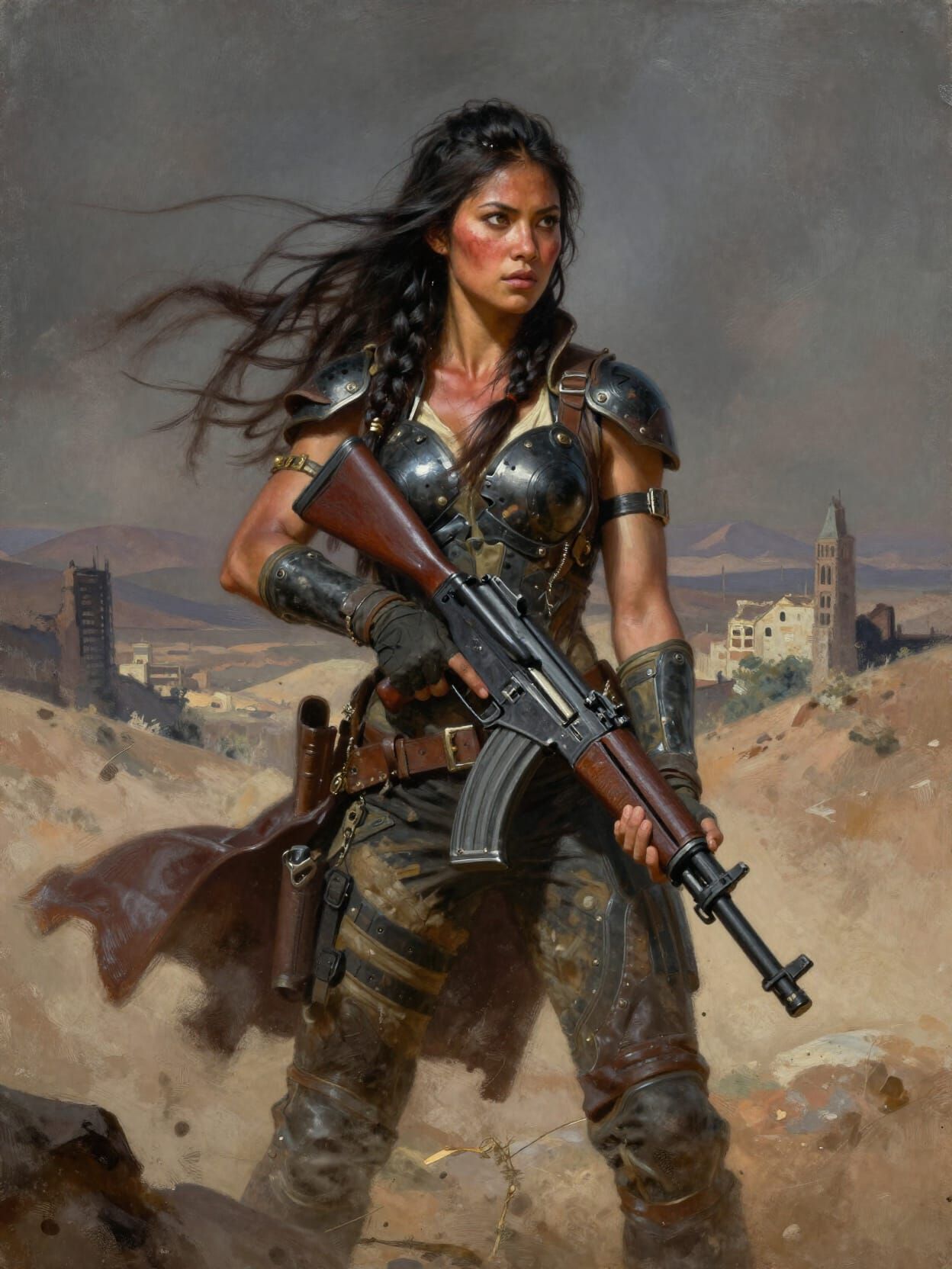 Post-Apocalyptic Survivor Woman in Desert Landscape