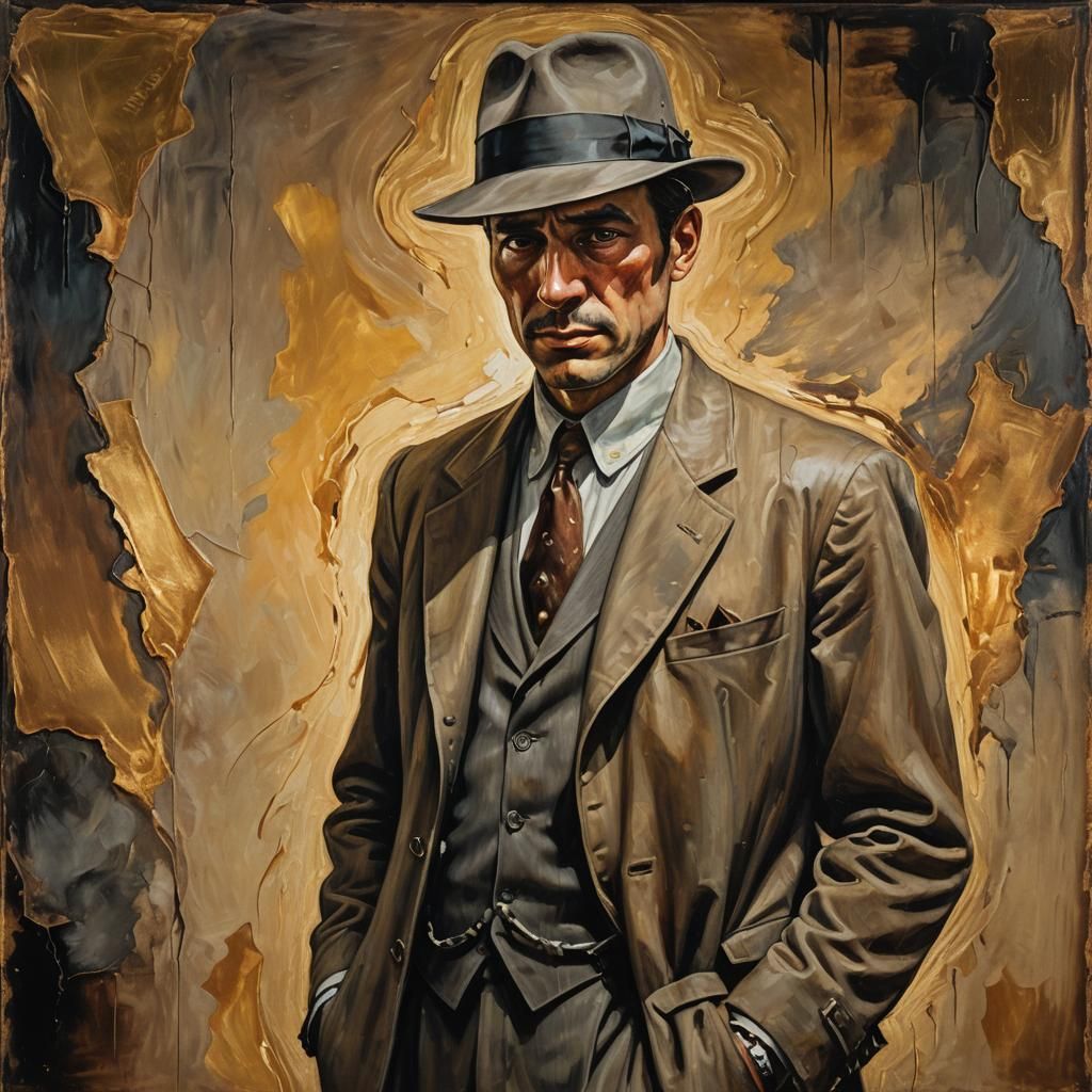 Surreal Detective in Oil Canvas Style