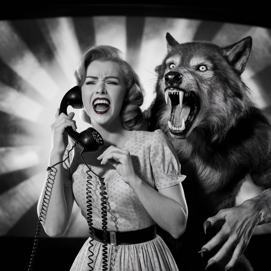 Screaming Woman Confronts Terrorizing Werewolf in 1960s Horr...