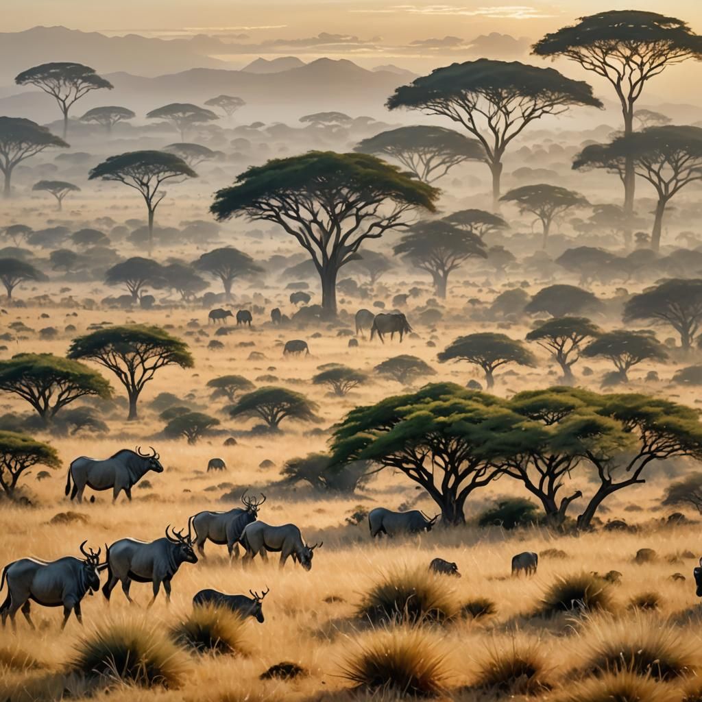 Savannah Landscape in Impressionistic Style