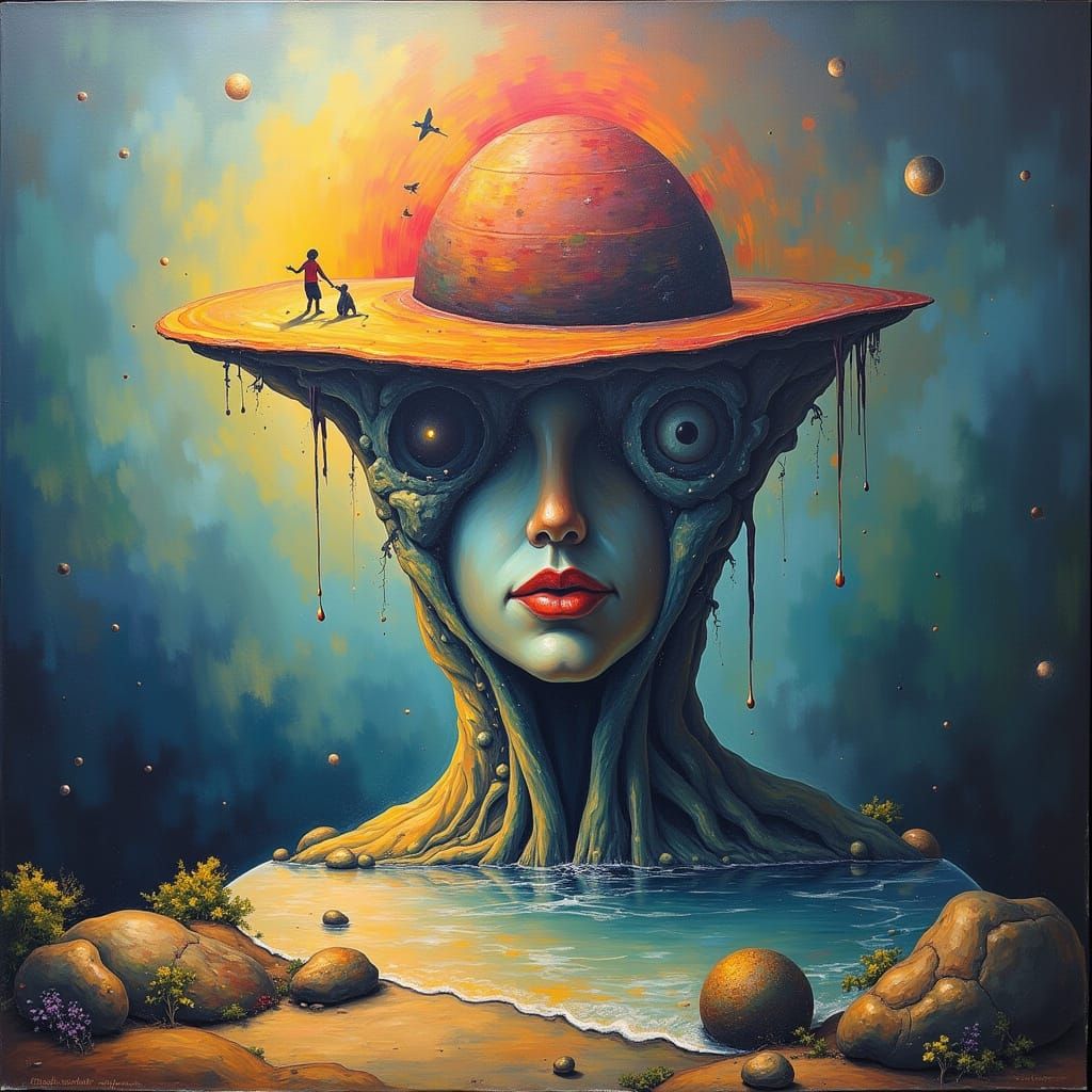 Liminal Hat of Perspective in Surreal Style