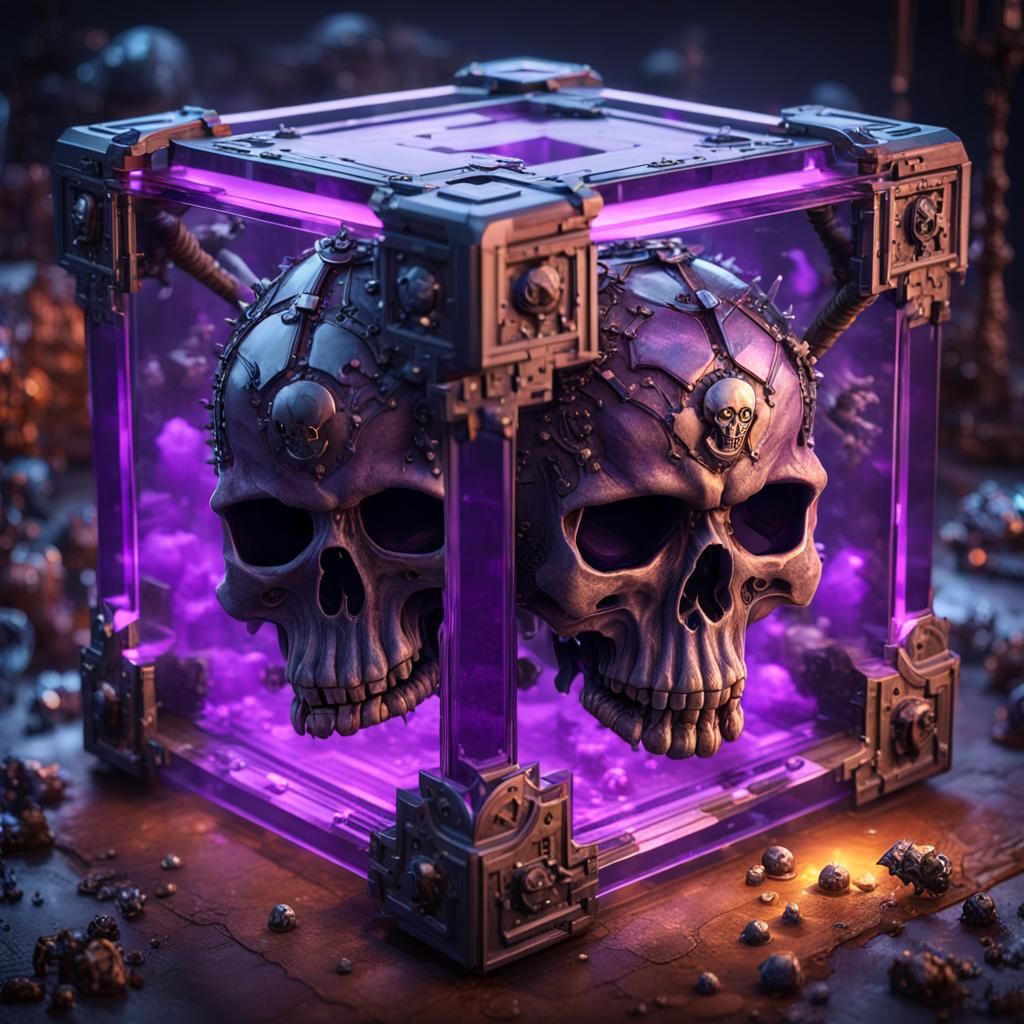 Gelatinous Cube with Skull: Dark Fantasy Concept Art