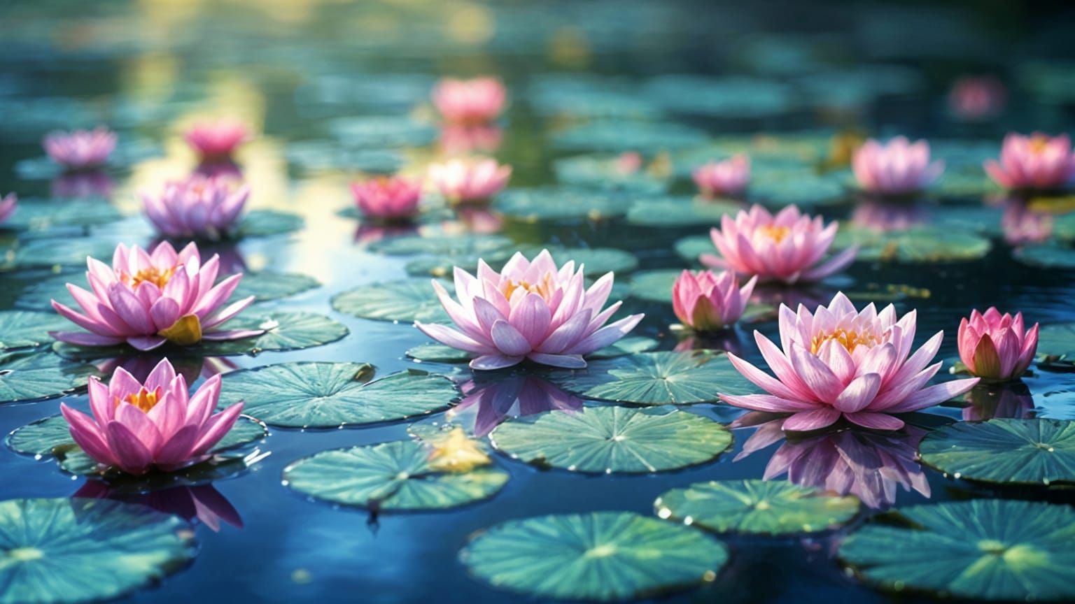 Serene Lotus Pond in Heavenly Light