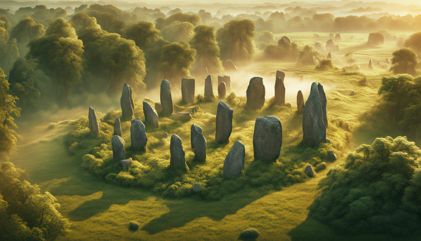 Aerial Village Built Into Standing Stones