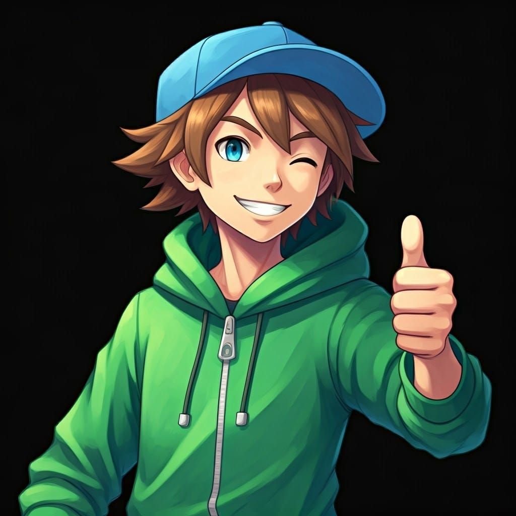 Smiling Pokémon Trainer Gives a Thumbs Up