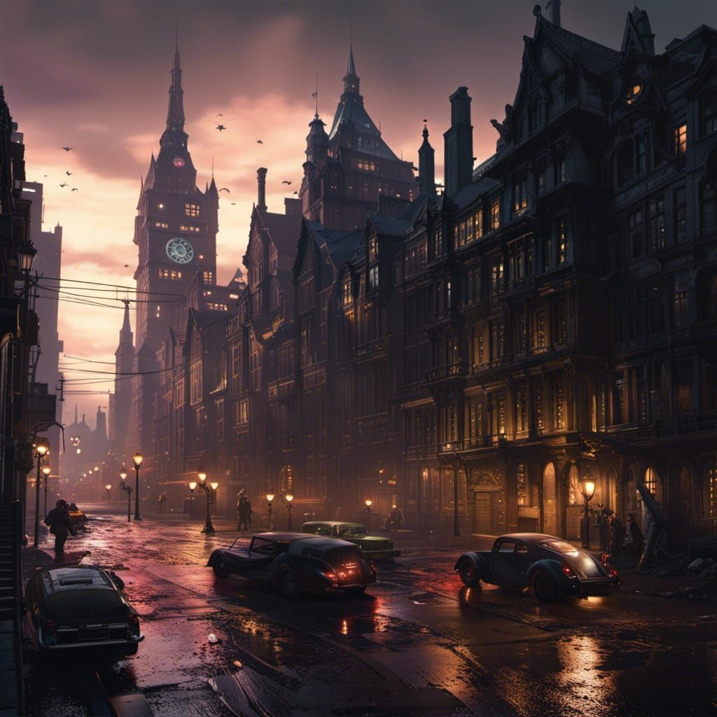 Gotham City at Night: Dark Fantasy Concept Art