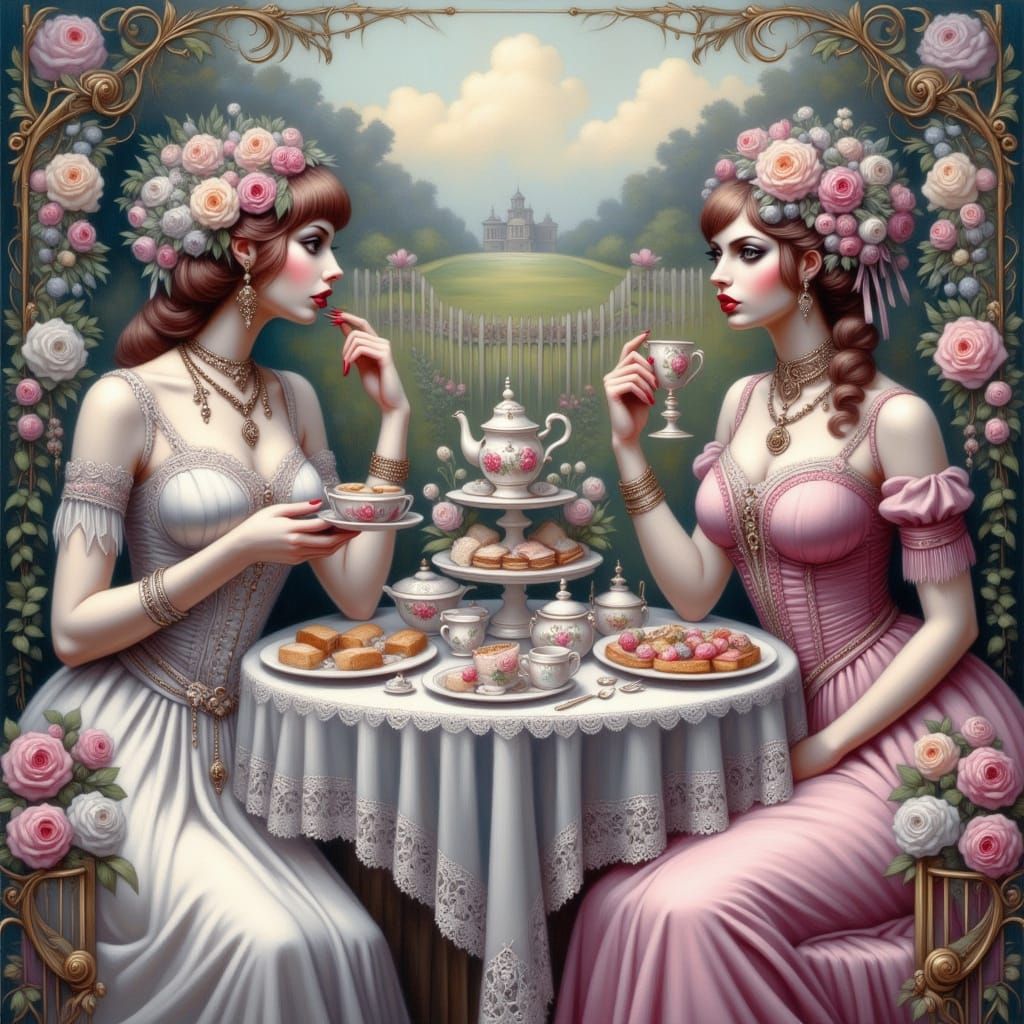 Ethereal Victorian Garden Party in Soft Watercolour Hues