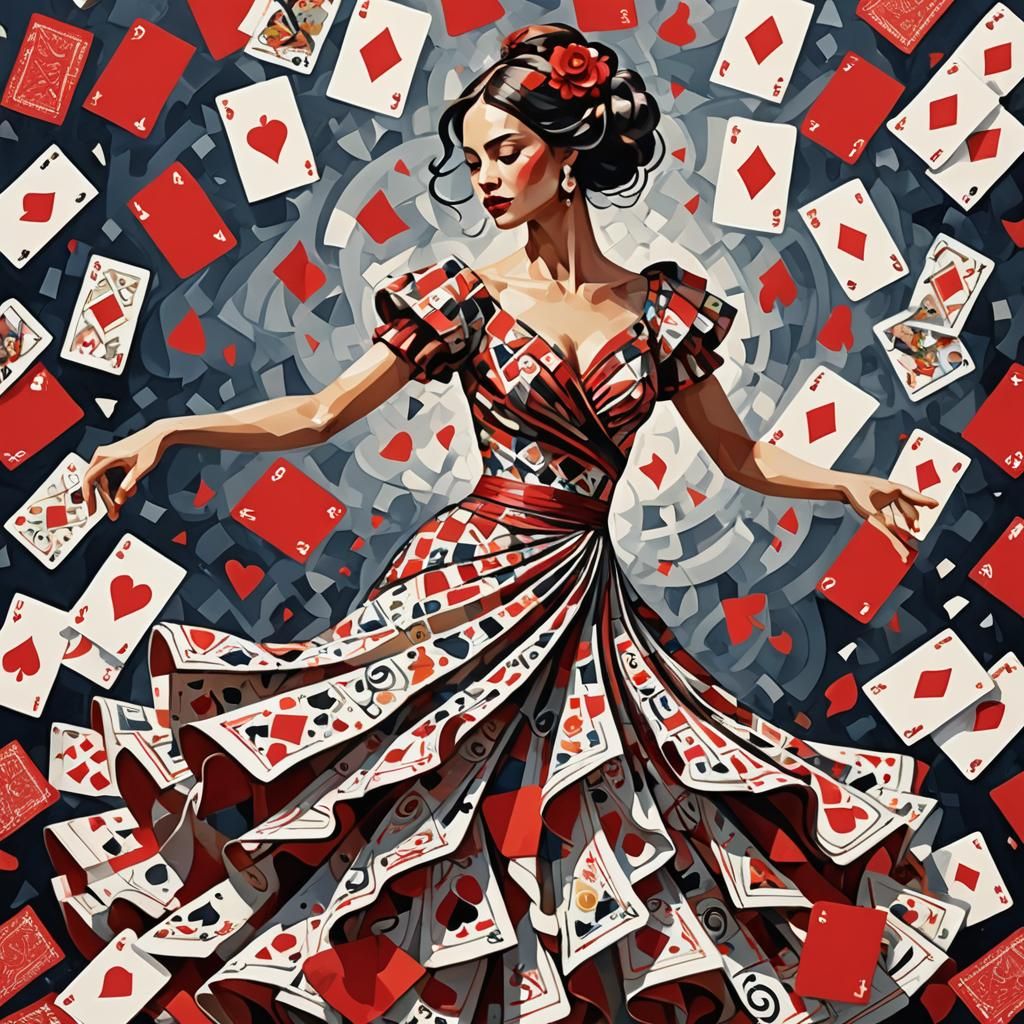 Flamenco Dancer in Playing Card Dress