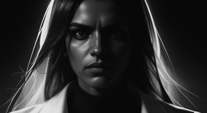 Dramatic Black and White Portrait in Industrial Setting