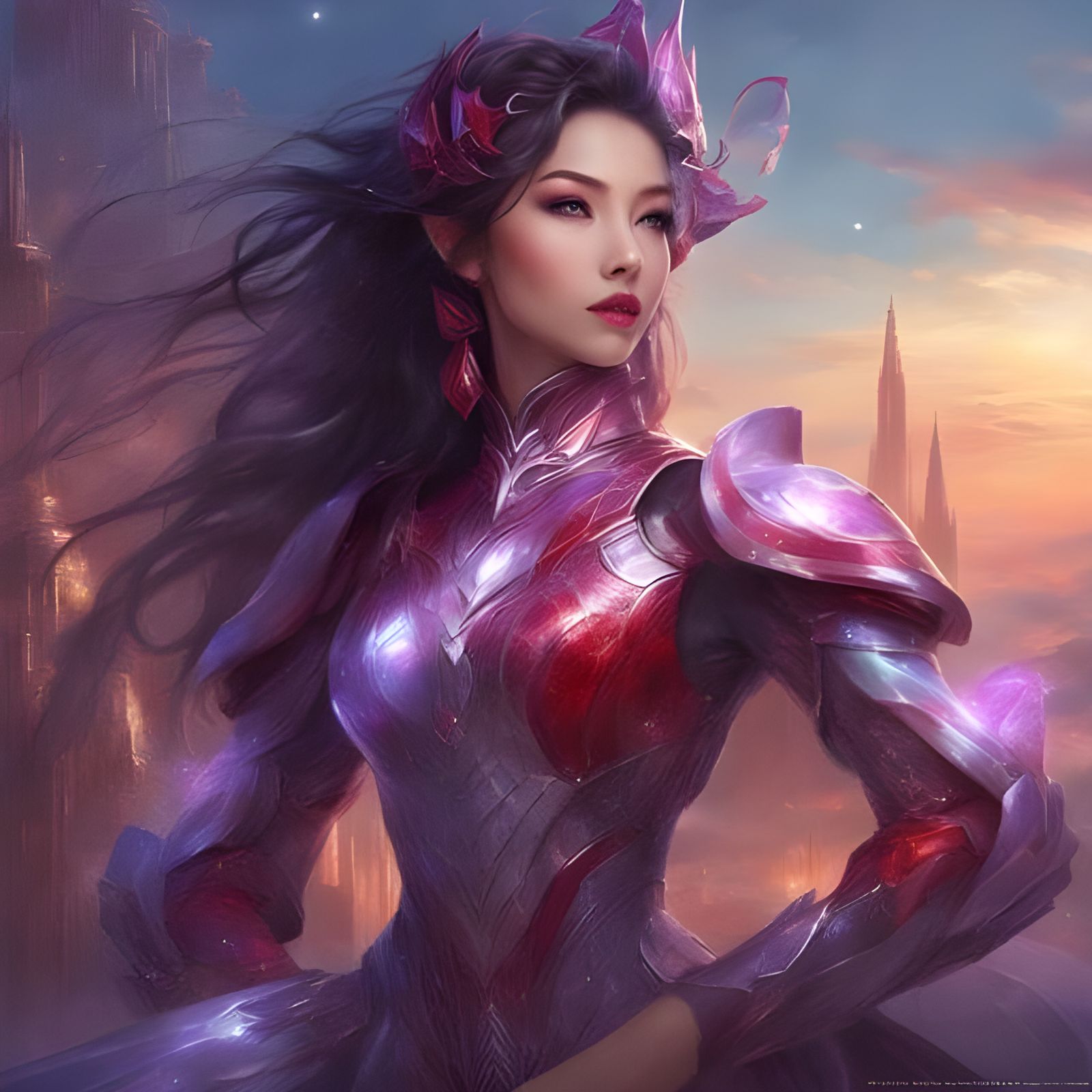 Beautiful Asian Robot Gazing at Sky