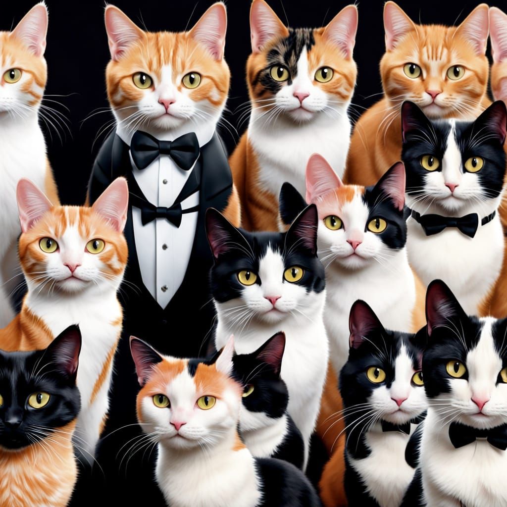 A Diverse Group of Cats in One Image