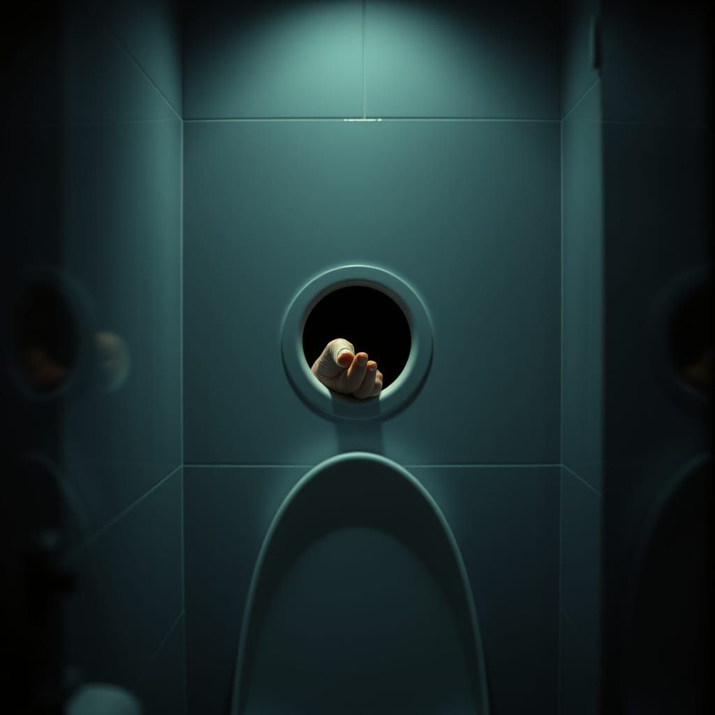 Intriguing Finger Beckons Through Hole in Wall