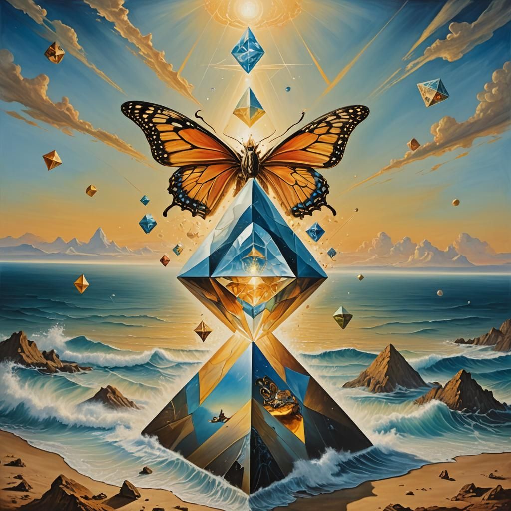 Mystical Butterfly Portal: Surreal Oil Painting