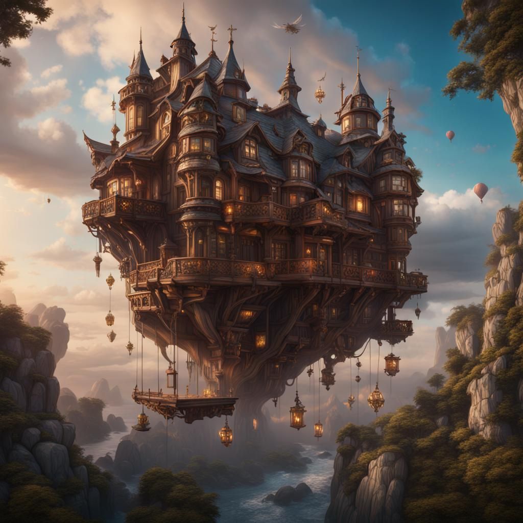 Fantastical Flying Hotel Concept Art