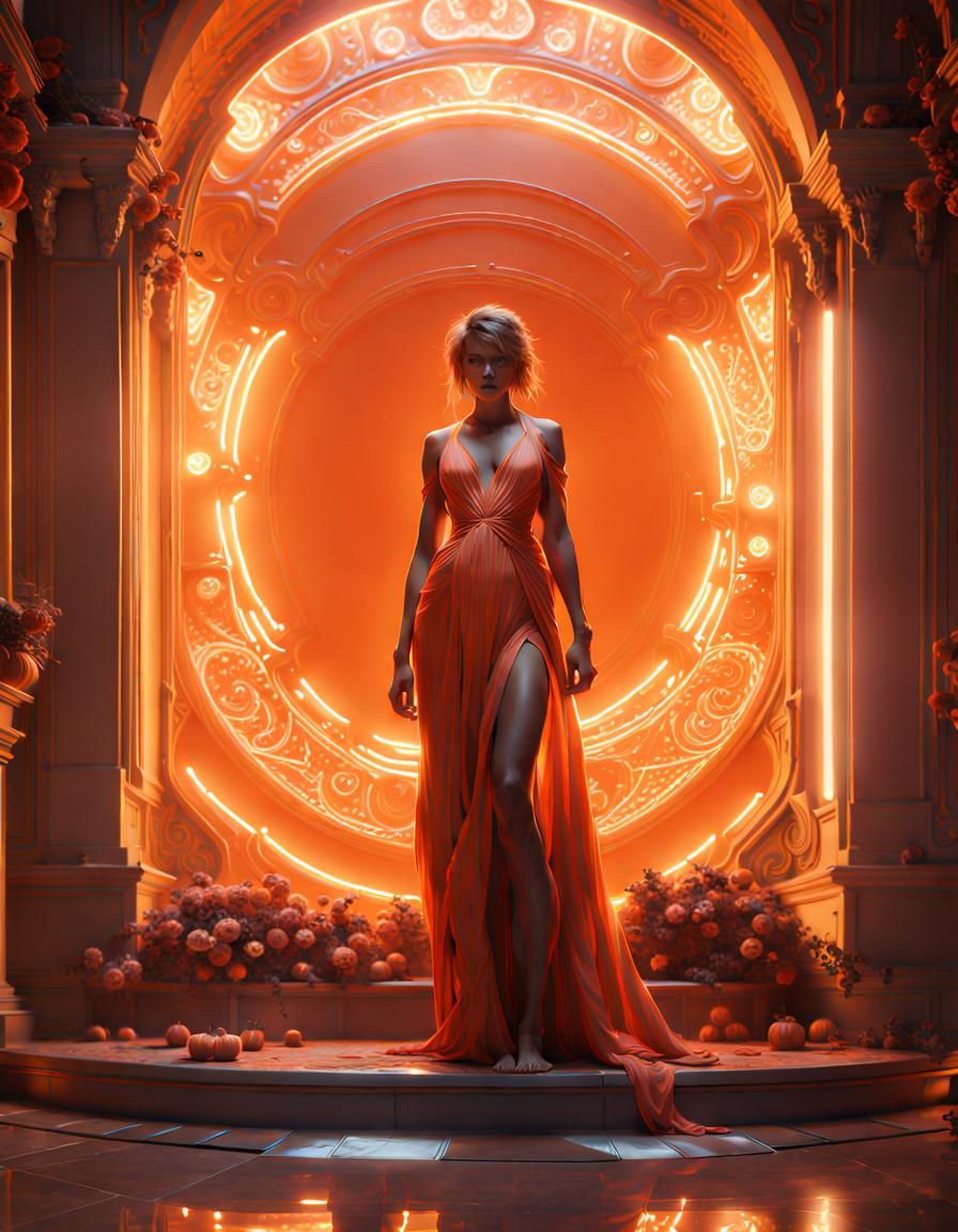 Orange Color Masterpiece: Dynamic Lighting Concept Art