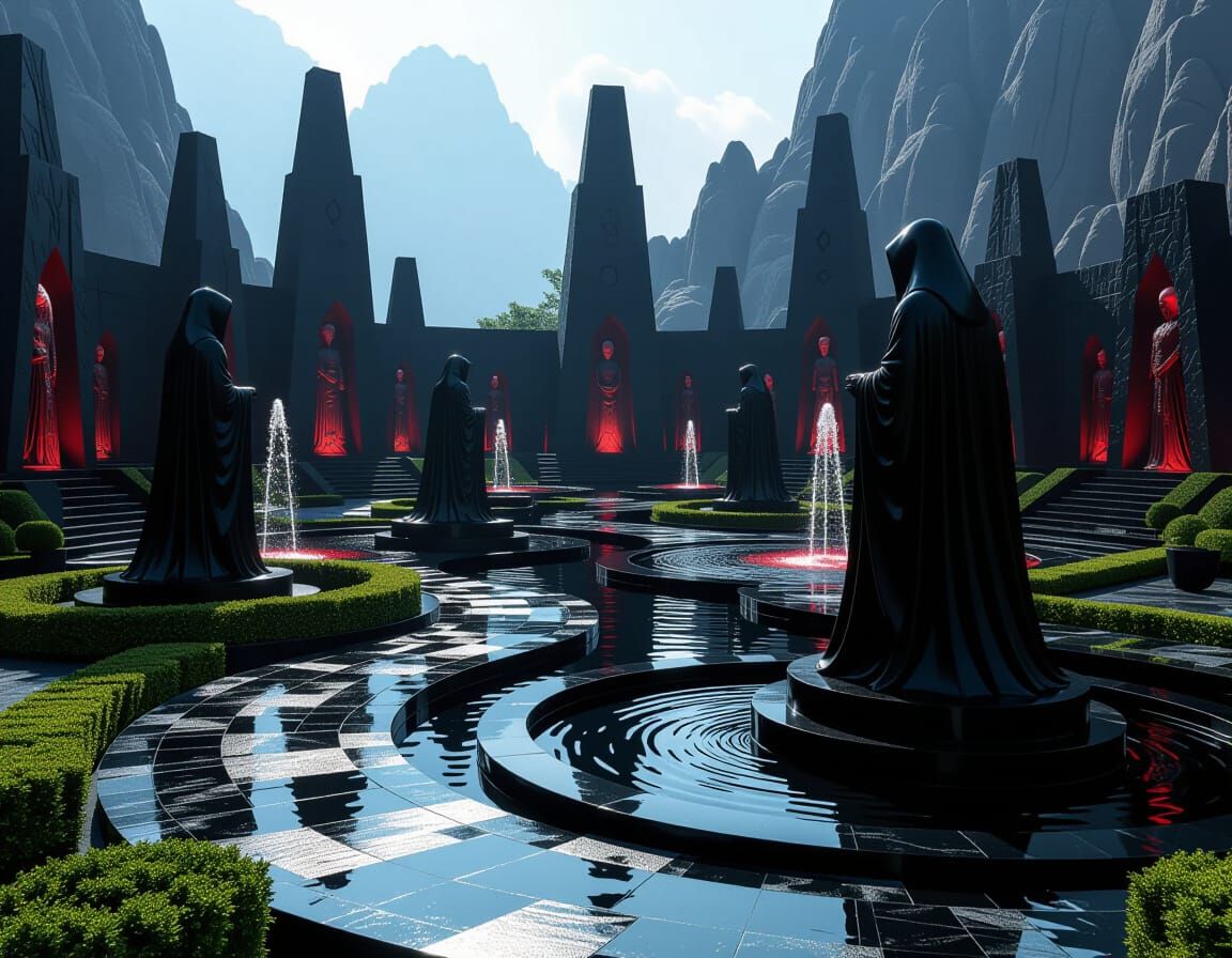 Dromund Kaas Sith Garden with Obsidian Statues