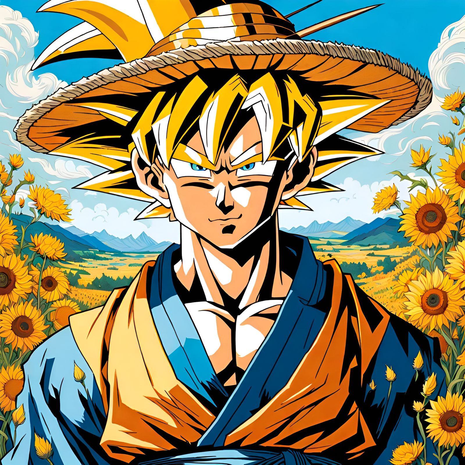 Goku as Van Gogh: A Whimsical Portrait