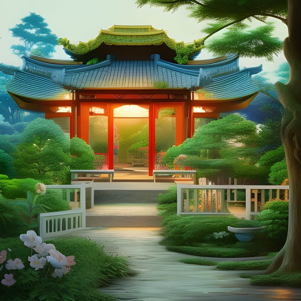 Country Garden Back Porch in Asian Style