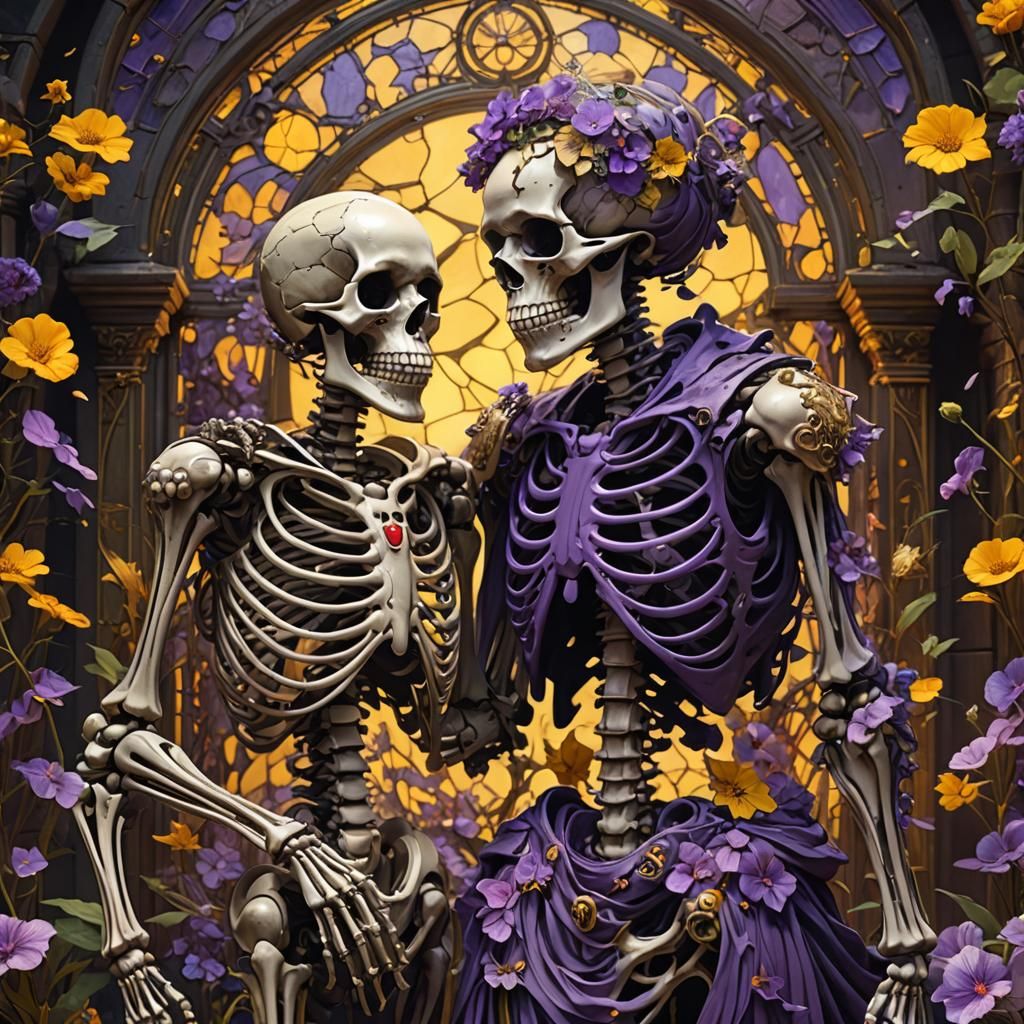 Loving Skeleton Couples: Dark Fantasy Concept Art