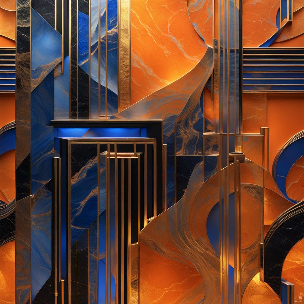 Art Deco Abstract in Translucent Marble and Glass