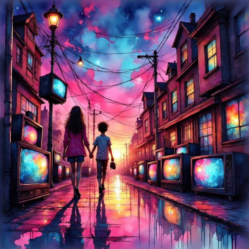 Vibrant Youthful Silhouettes Emerge in a Kaleidoscope of Col...