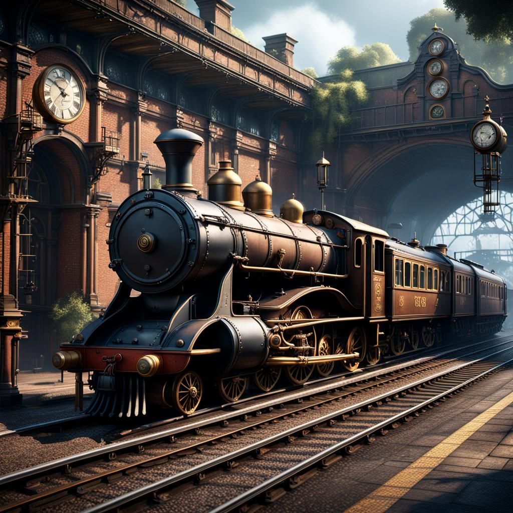 Steampunk Dorking Station: Detailed Matte Painting