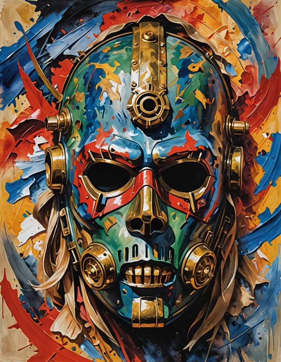 War Mask as Impressionist Gouache Masterpiece