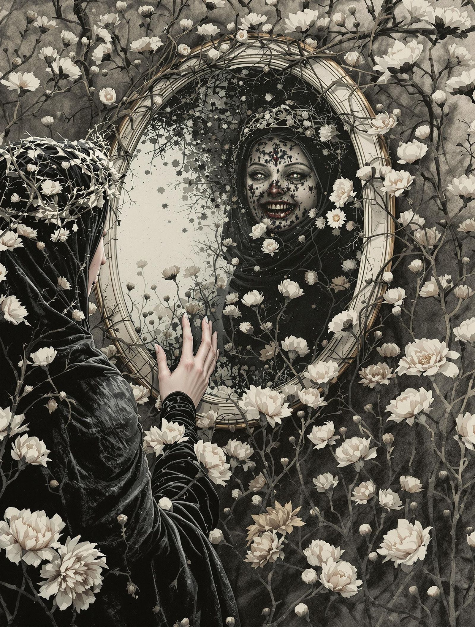 A Somber Monarch Contemplates a Haunted Mirror in a Wistful ...