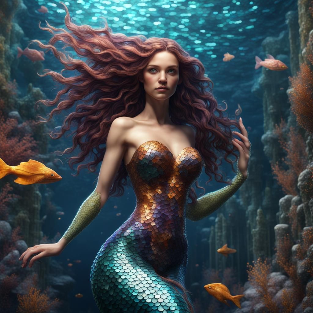 Mosaic Glass Mermaid Fantasy Concept Art