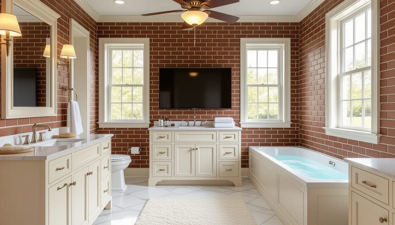 Charming Victorian Bathroom in Ivory and Brick