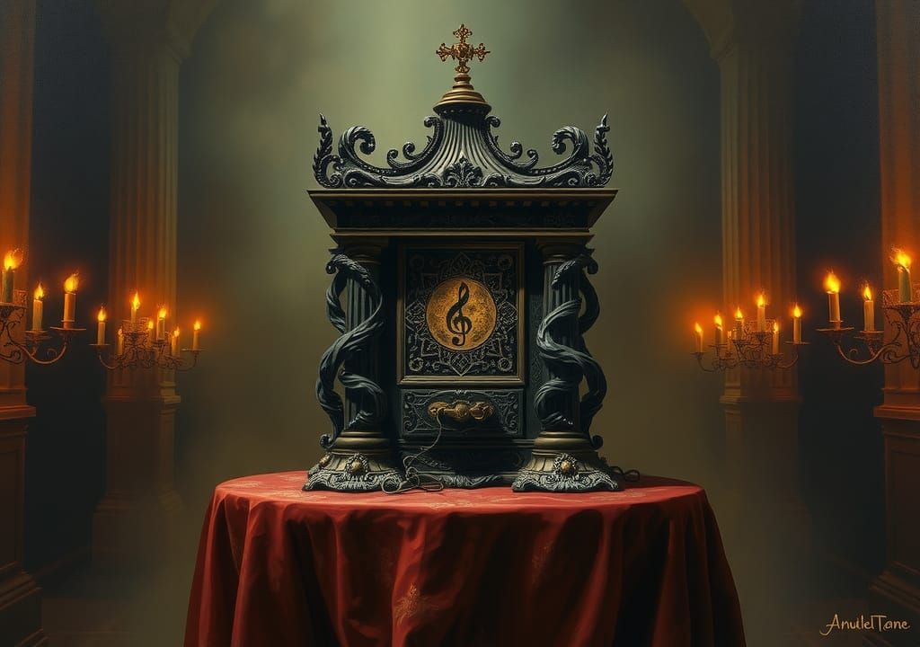 Malevolent Music Box with Pulsing Runes