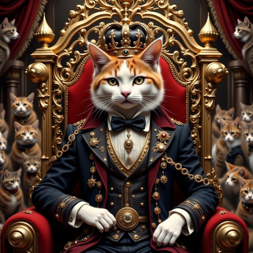 Regal Cat King in Steampunk Hall