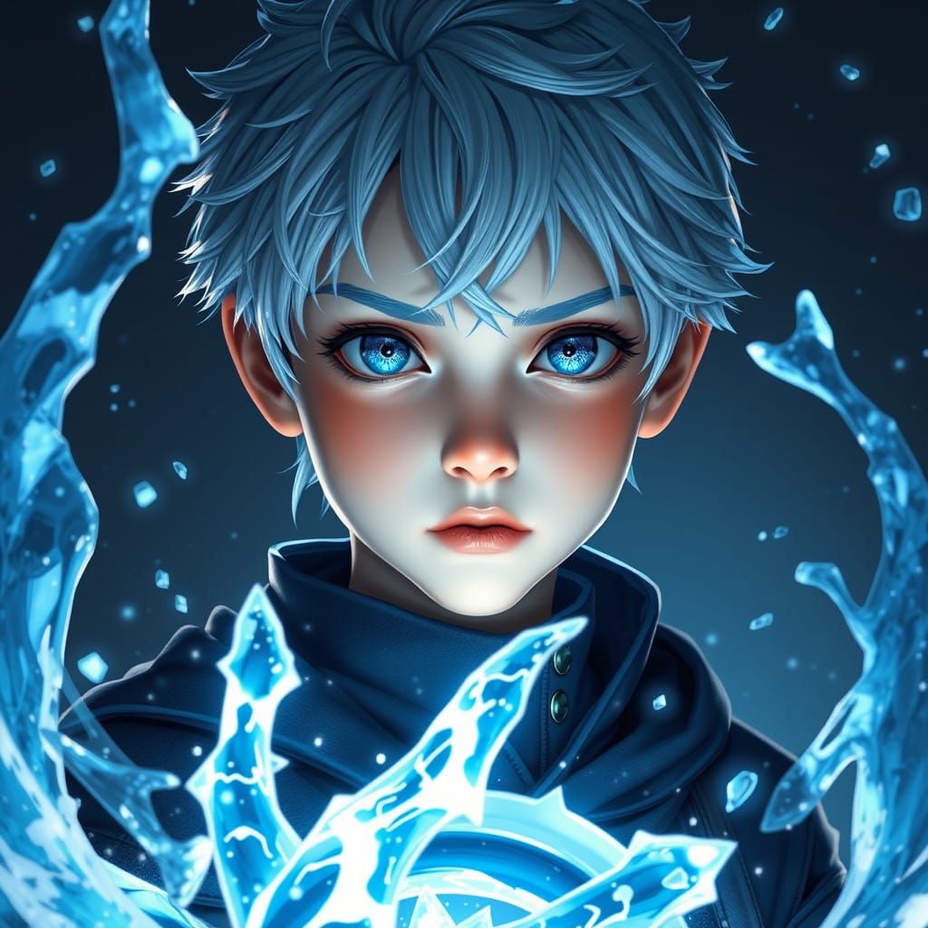 Majestic Ice Wielder in Deep Fantasy Realm