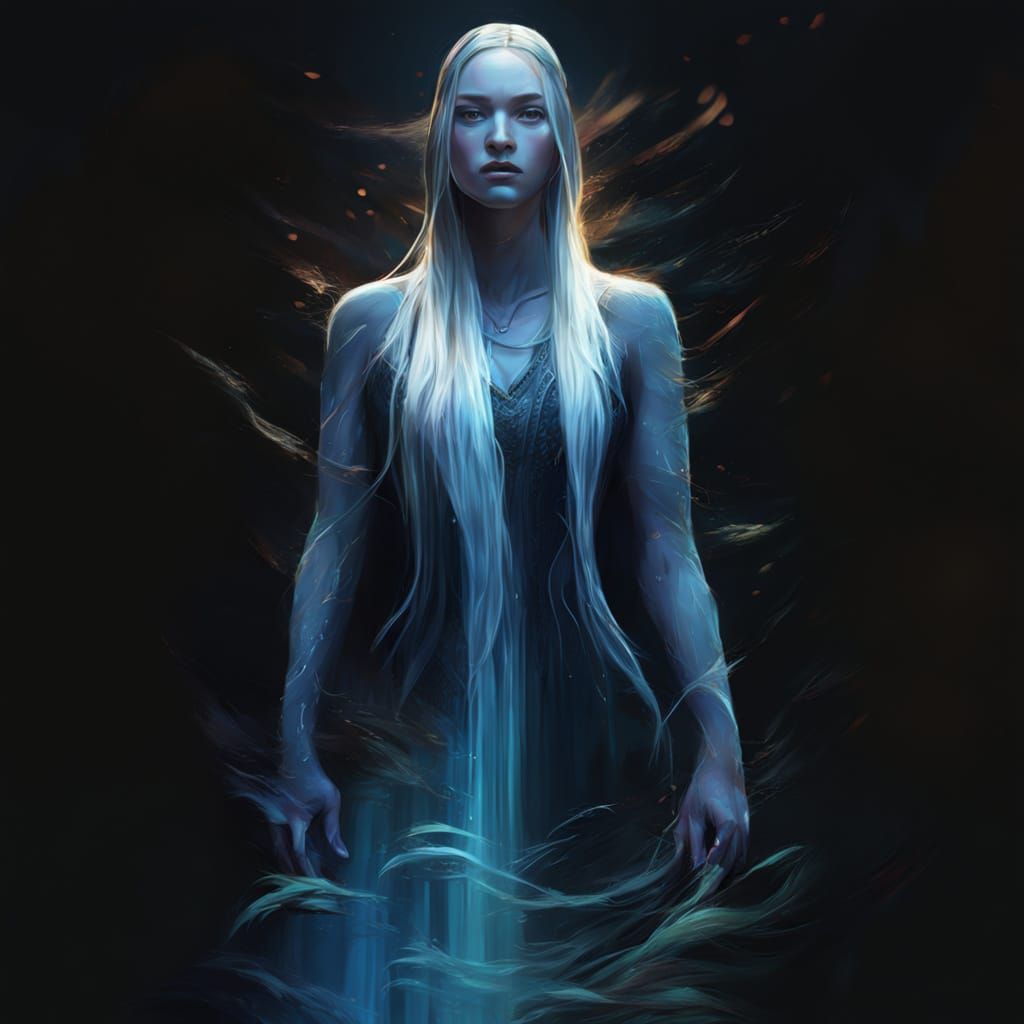 Golden Haired Woman Portrait in Pastel Colors