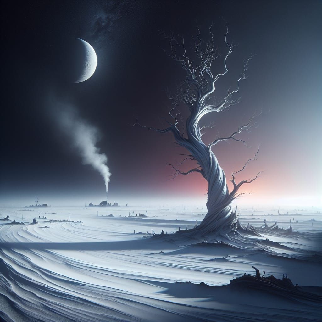 Isolated Tree in Barren Landscape: 3D Render