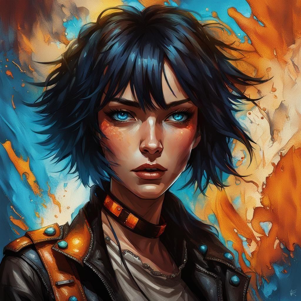 Girl with Pixie Cut in Hyperdetailed Portrait