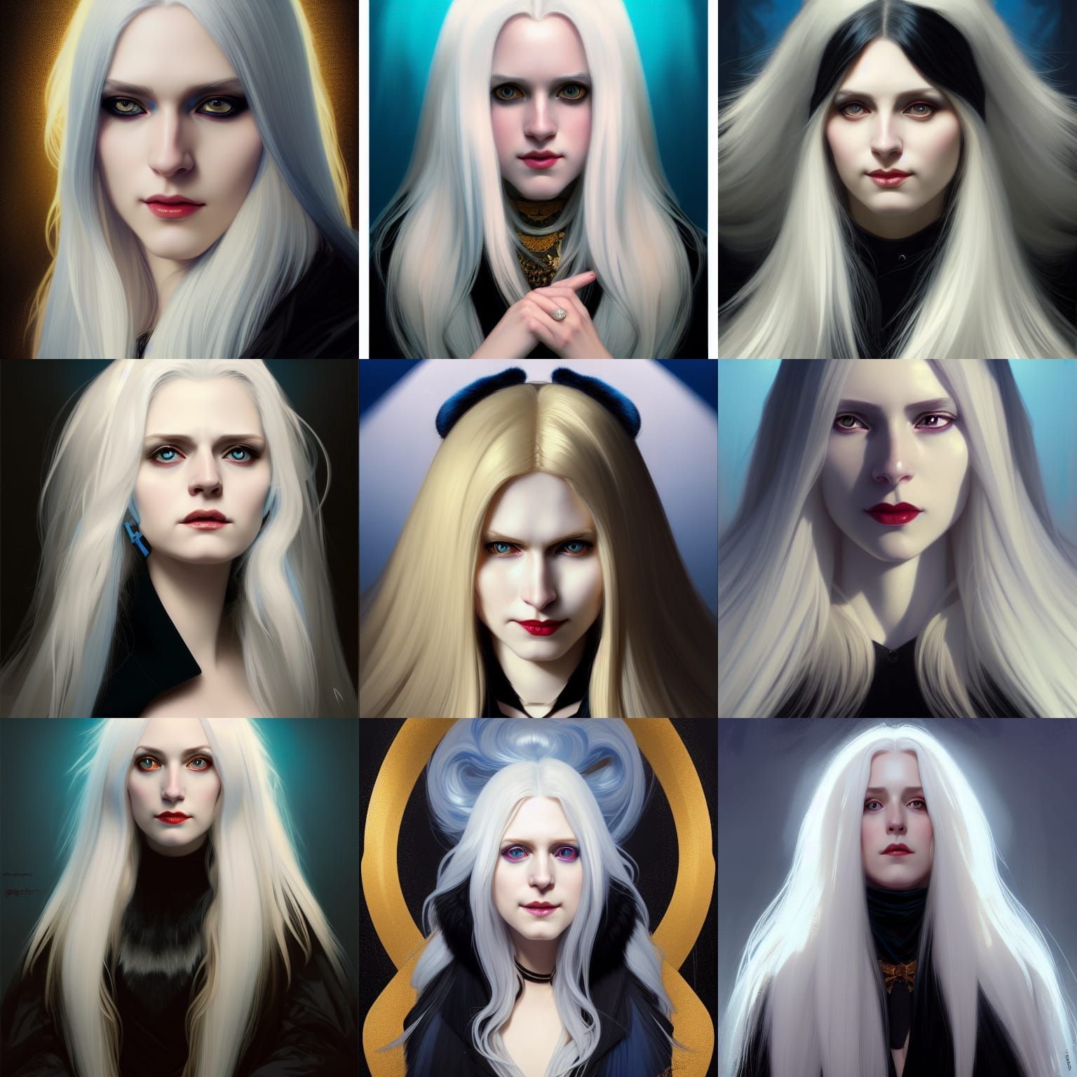 White-Haired Woman Portrait in Hyperdetailed Style