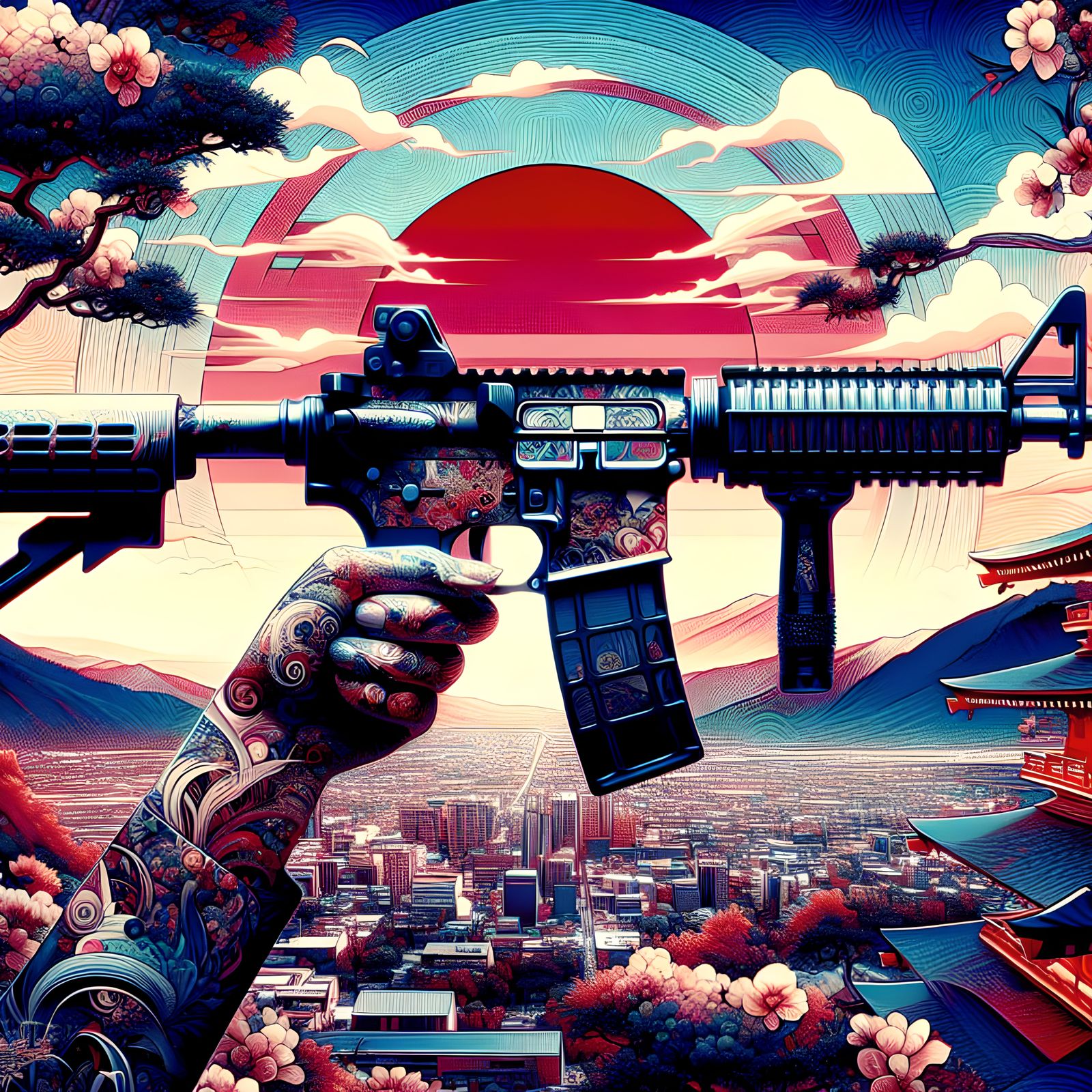 Right to Bear Arms: Japanese Woodblock Anime Concept