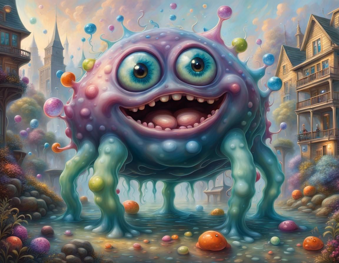 Amoeba Party in Hyperrealistic Style