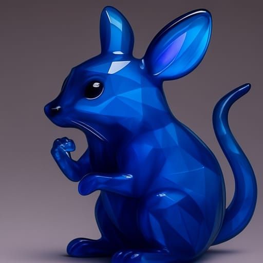 Crystal Blue Mouse in Detailed Rendering