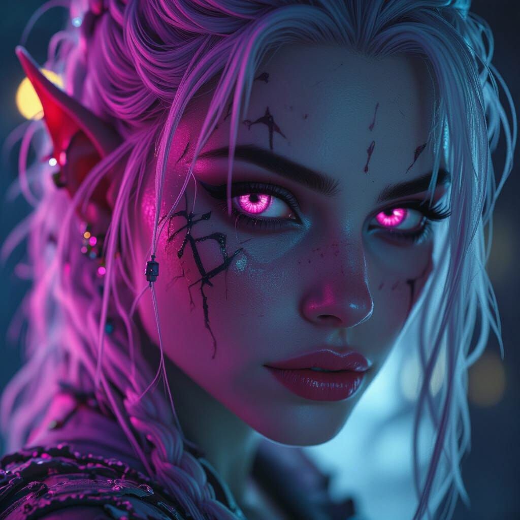 Cinematic Portrait of a Half-Orc Woman