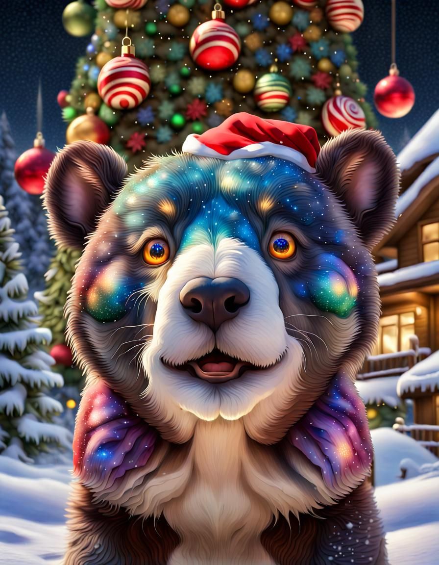 Festive Pteranodon in Christmas Rainforest Scene