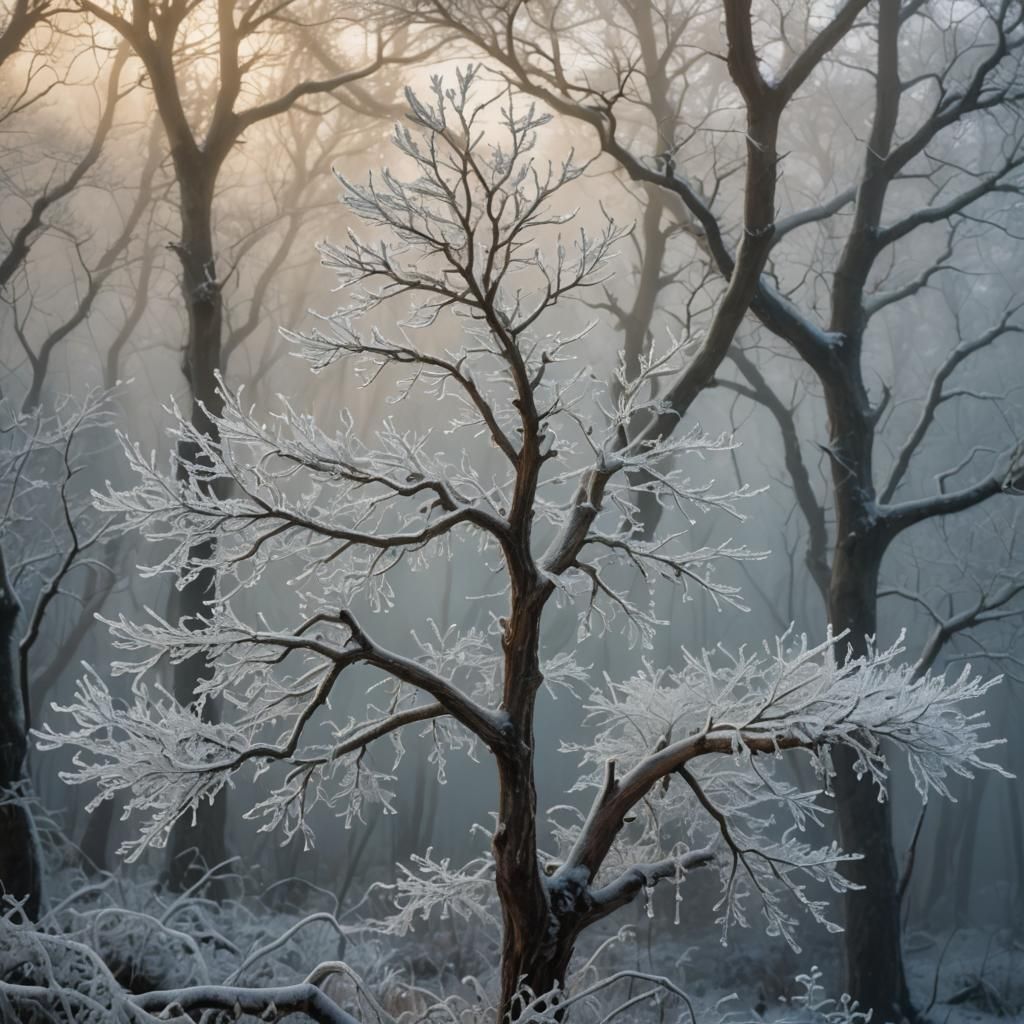 Mystical Frost on Ancient Tree Limbs