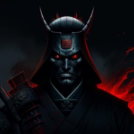 Evil Japanese Samurai in Detailed Matte Painting